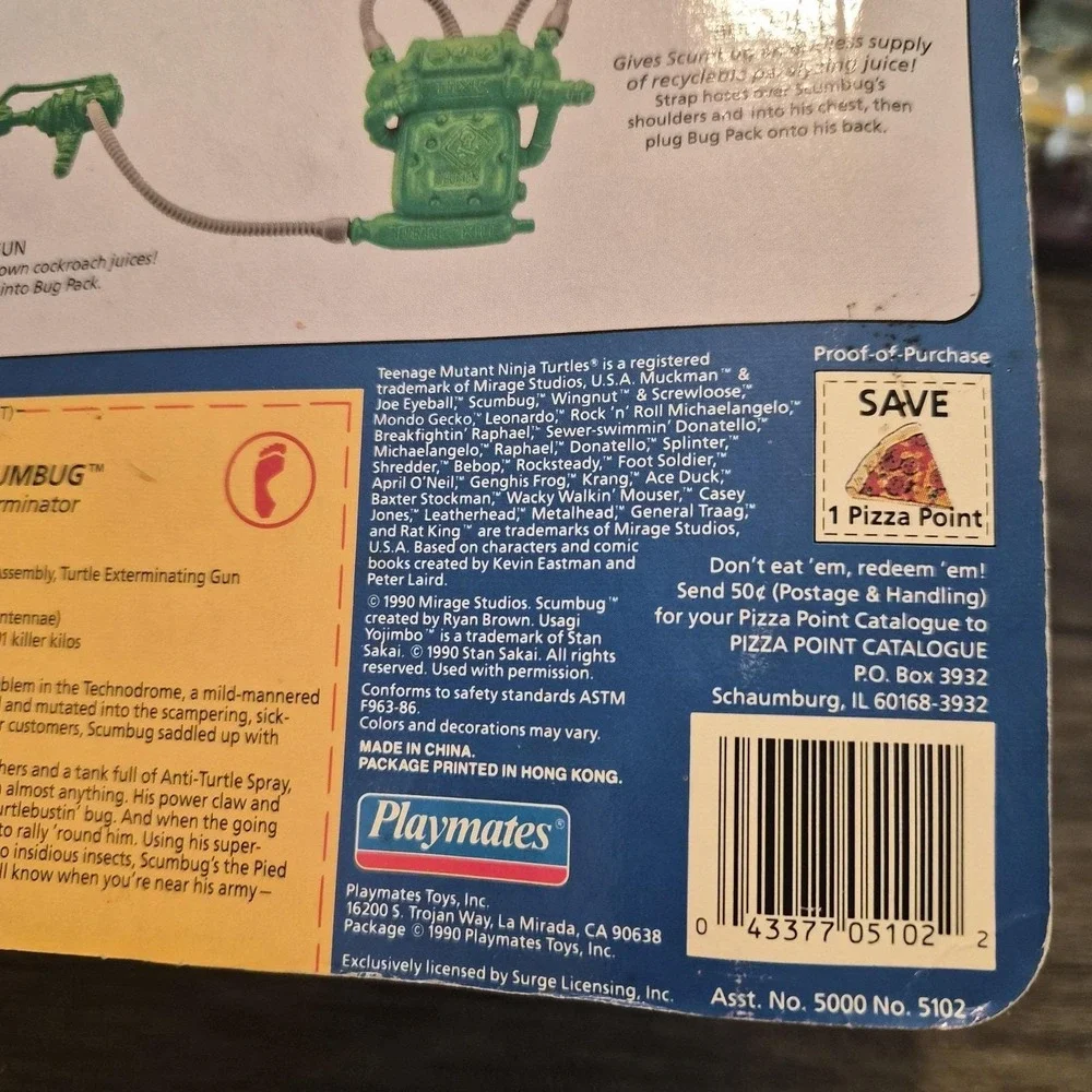 1990 TMNT Scumbug MOC Sealed Playmates Vintage Action Figure No. 5102